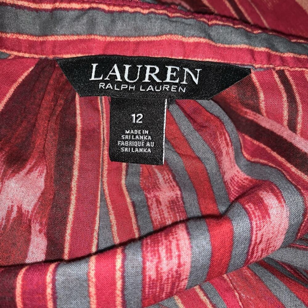 Lauren Ralph Lauren Geo Striped Belted Cotton Voile Ikat Dress SZ. 12 - Picture 8 of 11